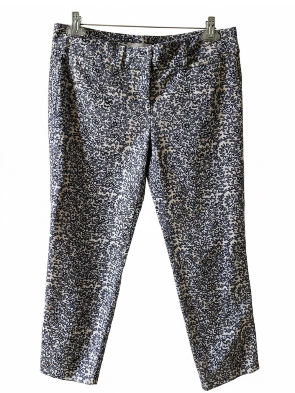 Loft Blue White Floral Print Capri Pants Size 6 Modern Fit